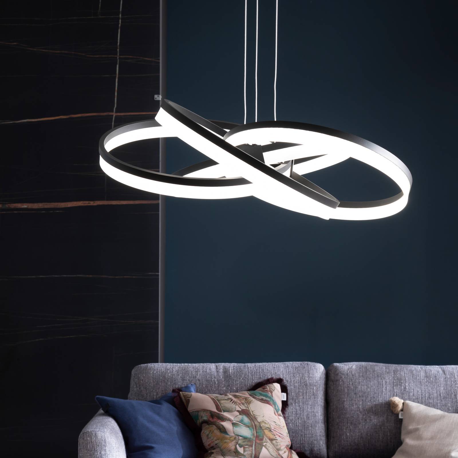 Schöner Wohnen Loop LED-Hängeleuchte CCT schwarz günstig online kaufen