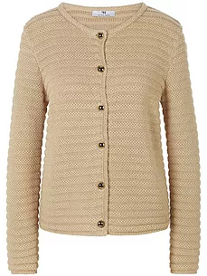 Strickjacke Rundhals-­Ausschnitt Peter Hahn beige günstig online kaufen