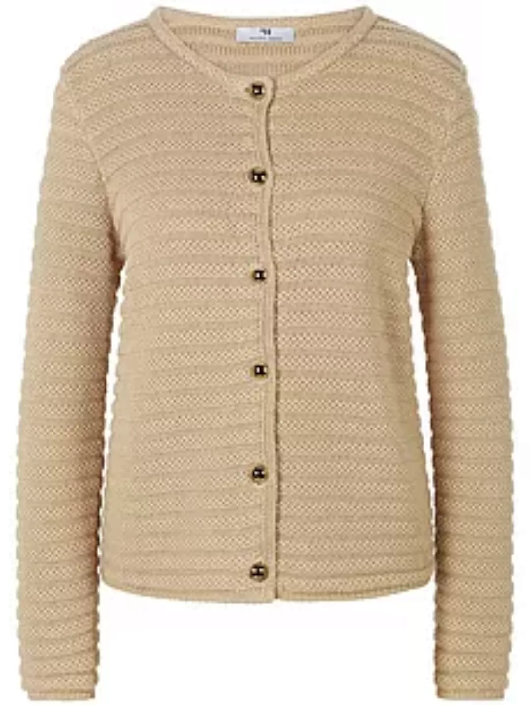 Strickjacke Rundhals-­Ausschnitt Peter Hahn beige günstig online kaufen