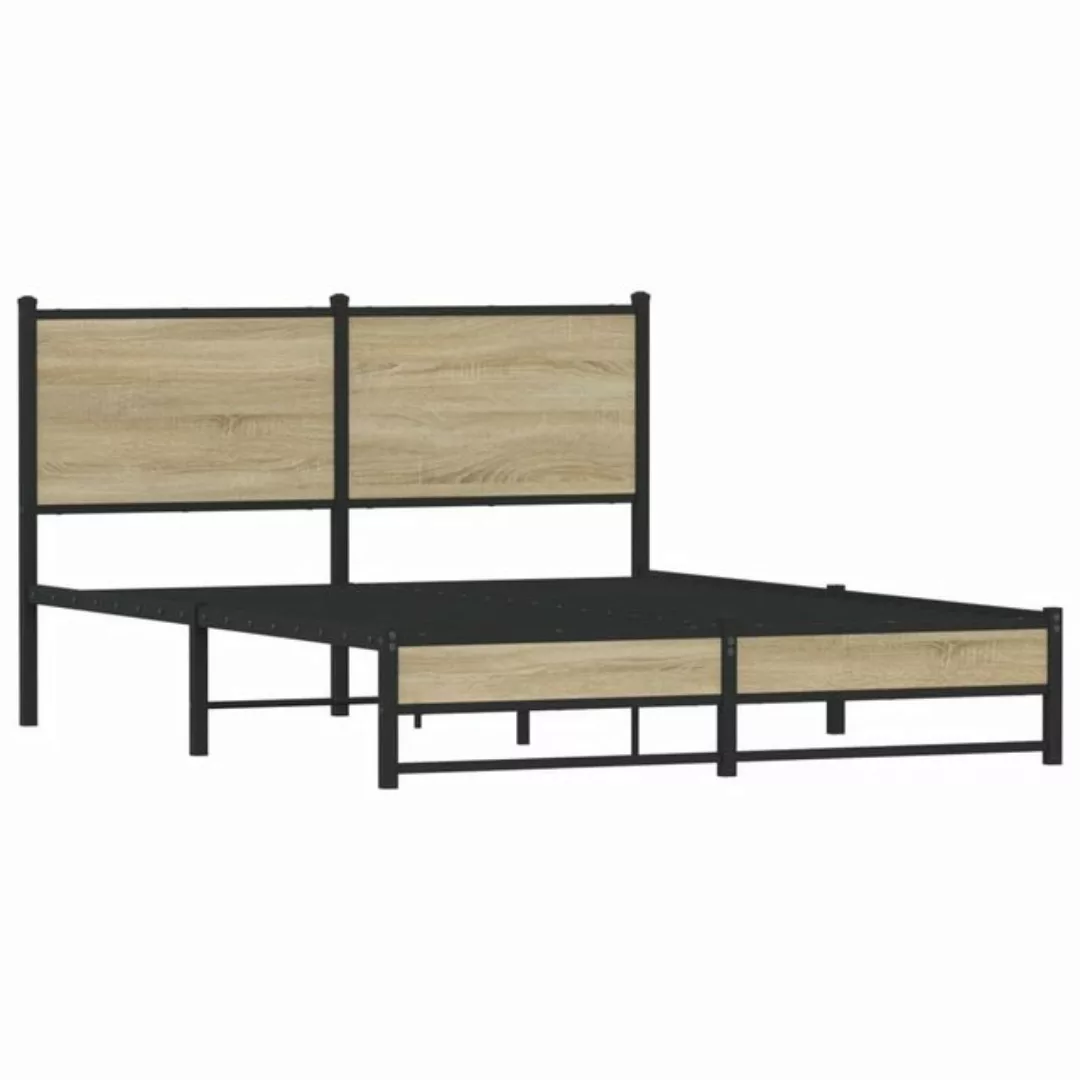 vidaXL Bett Bettgestell mit Kopfteil Metall Sonoma-Eiche 137x190 cm günstig online kaufen