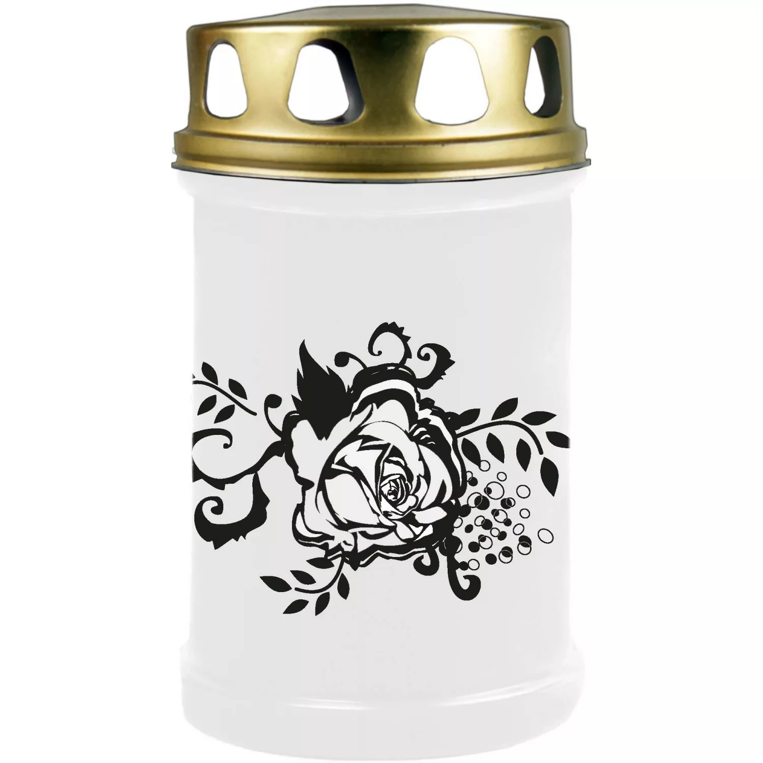 HS Candle Grabkerze Weiß 48h Deckel Gold Rose günstig online kaufen