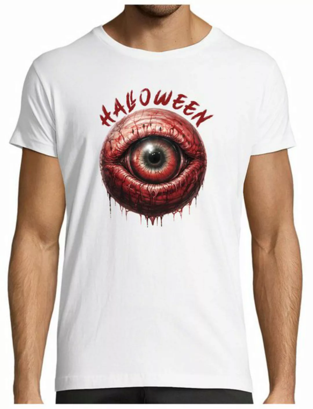 MyDesign24 T-Shirt Herren Halloween Shirt realistisches blutunterlaufenes A günstig online kaufen