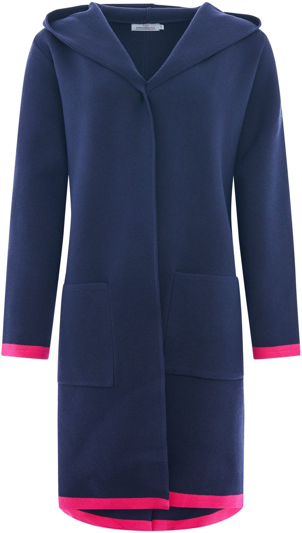 Zwillingsherz Strickjacke "Mona" Kapuze, Taschen, Kontrast-Kanten, günstig online kaufen