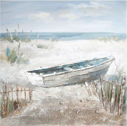 GILDE Leinwandbild "Gemälde Boot am Strand", (1 St.), handgemalt günstig online kaufen
