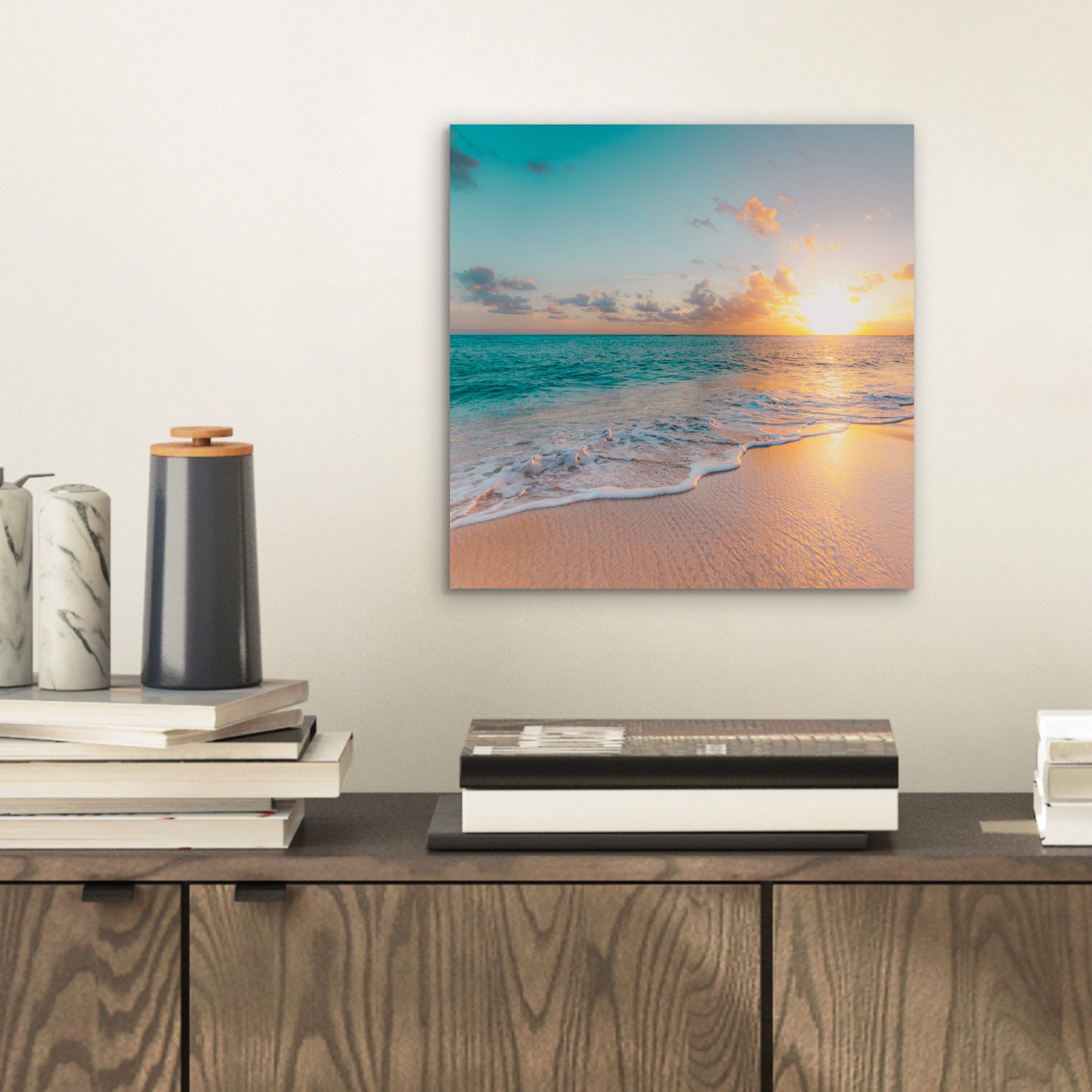 MuchoWow Metallbild Sonnenuntergang - Strand - günstig online kaufen