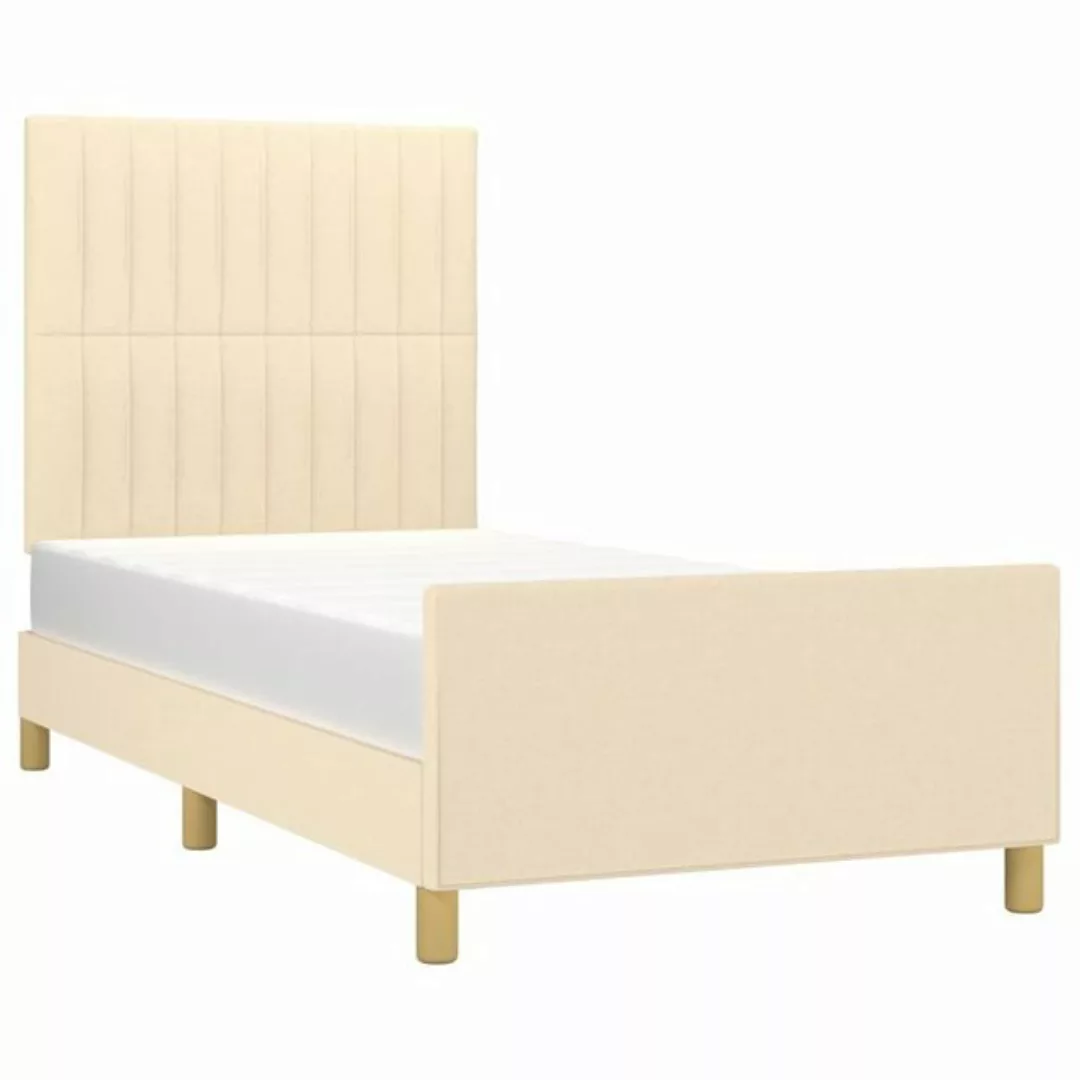 vidaXL Bett Bettgestell ohne Matratze Creme 100x200 cm Stoff günstig online kaufen