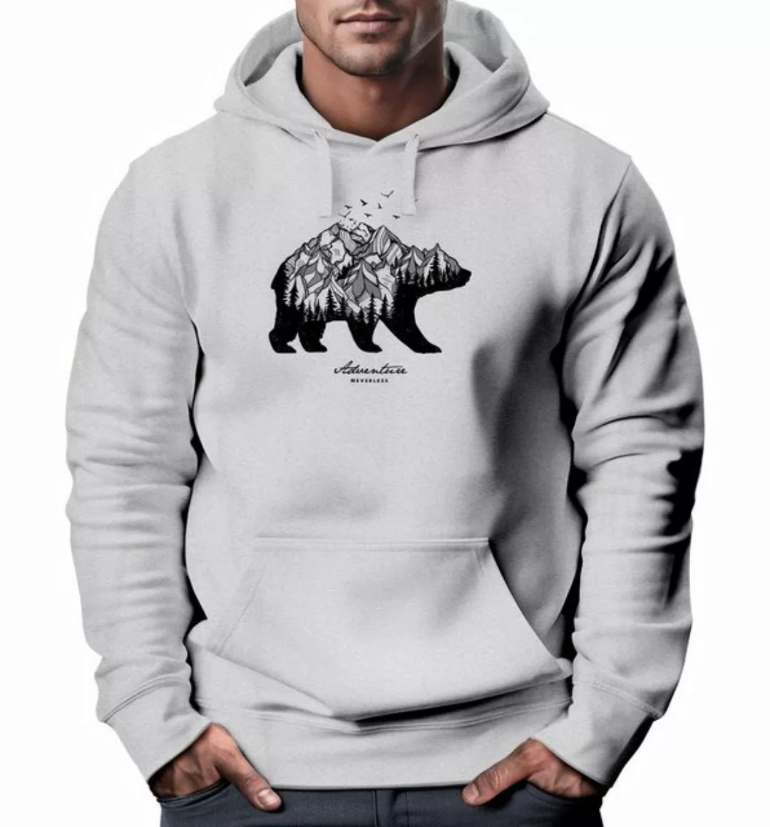 Hoodie Hoodie Herren Bär Abenteuer Berge Wald Bear Mountains Adventure Kapu günstig online kaufen