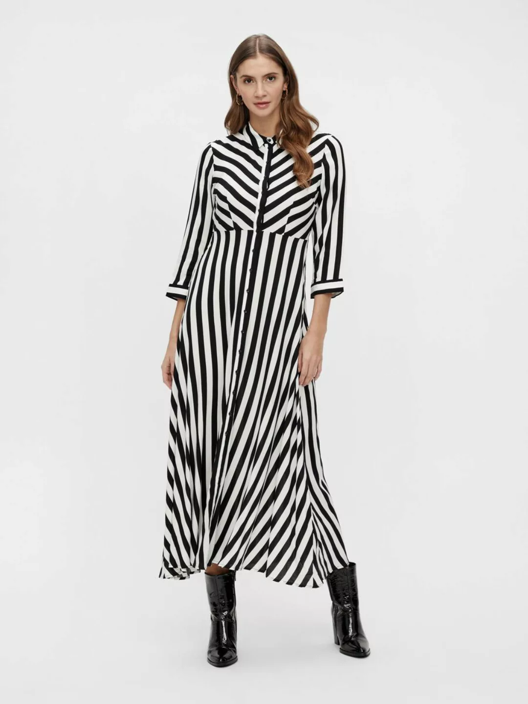 Yas Savanna Langarm Langes Kleid M Black / Stripes W White Stripes günstig online kaufen