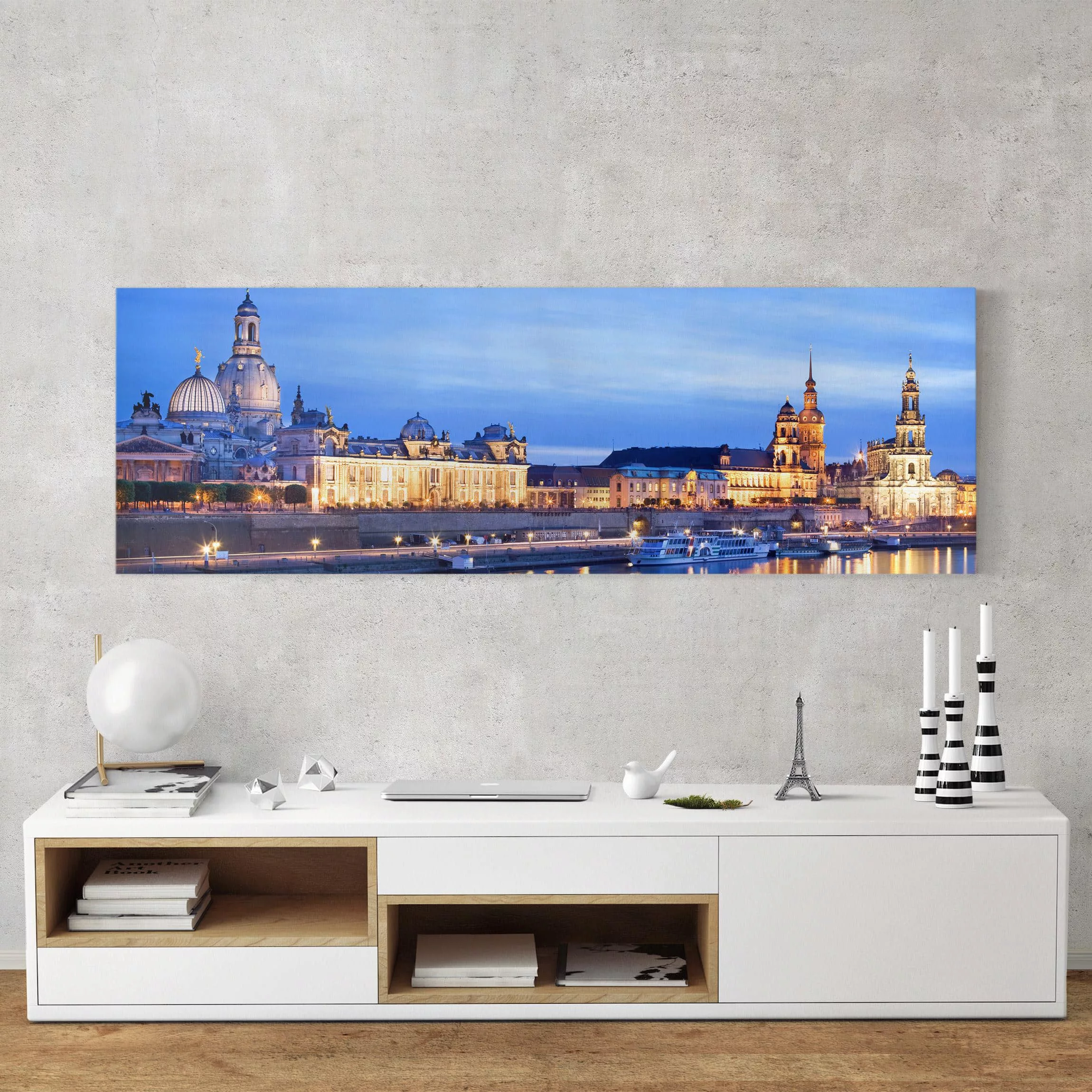 Leinwandbild Architektur & Skyline - Panorama Canaletto-Blick bei Nacht günstig online kaufen