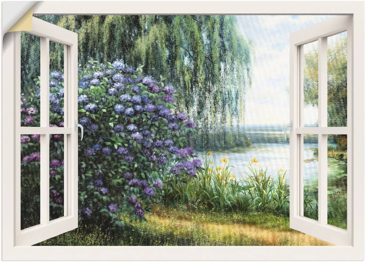 Artland Wandbild "Hortensien am See", Fensterblick, (1 St.) günstig online kaufen