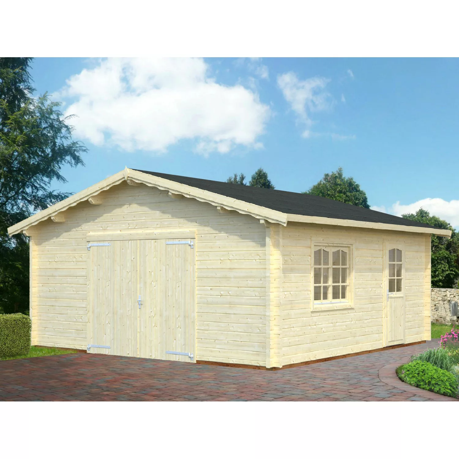 Palmako Holzgarage Roger mit Holztor Natur 540 cm x 540 cm günstig online kaufen