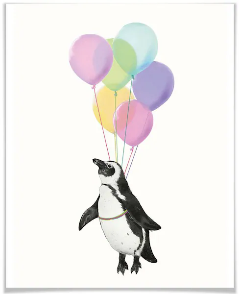 Wall-Art Poster »Pinguin Luftballon«, Tiere, (1 St.), Poster ohne Bilderrah günstig online kaufen