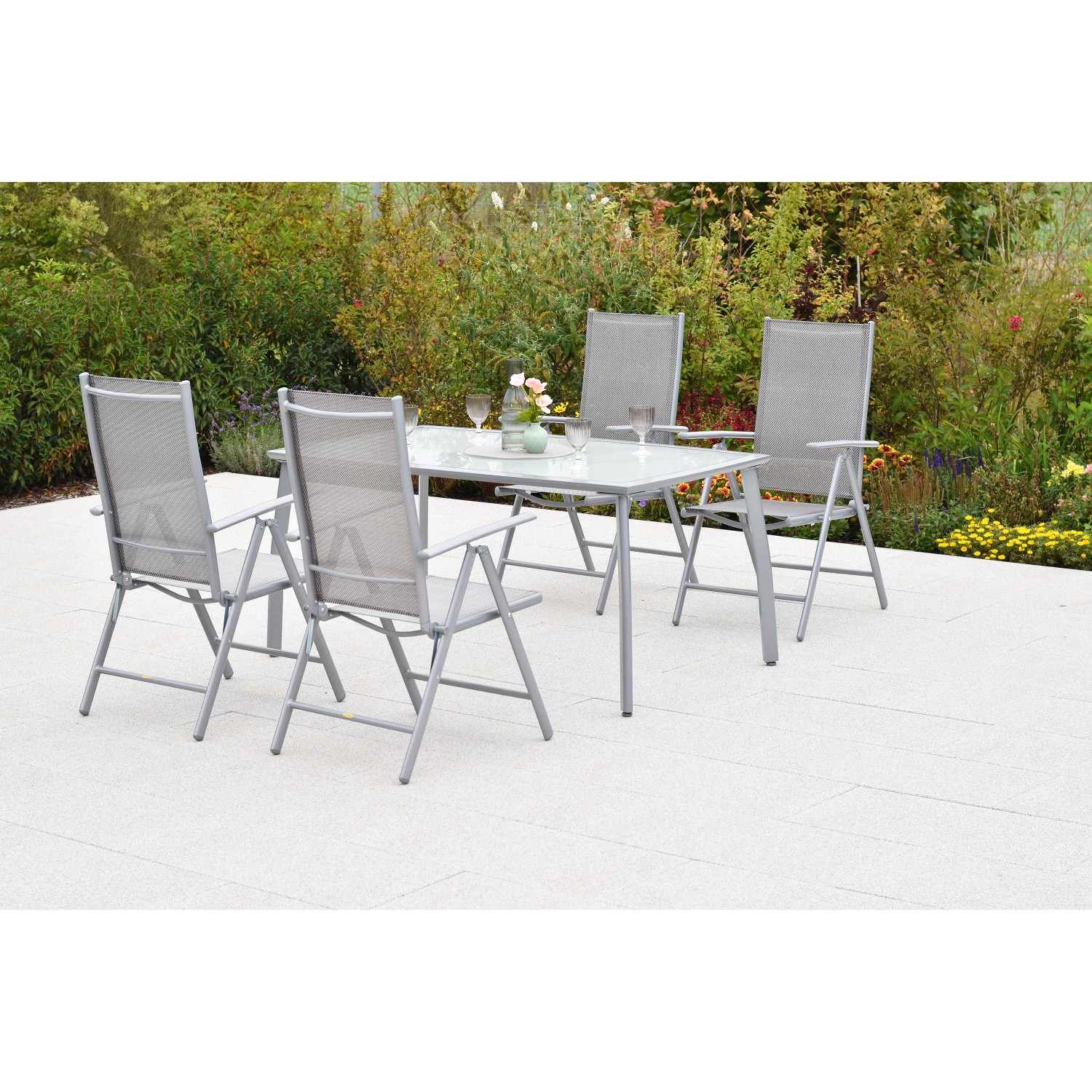 Merxx Amalfi Set 5-tlg. 4 Klappsessel Gartentisch 150 x 90 cm Diamantbraun günstig online kaufen