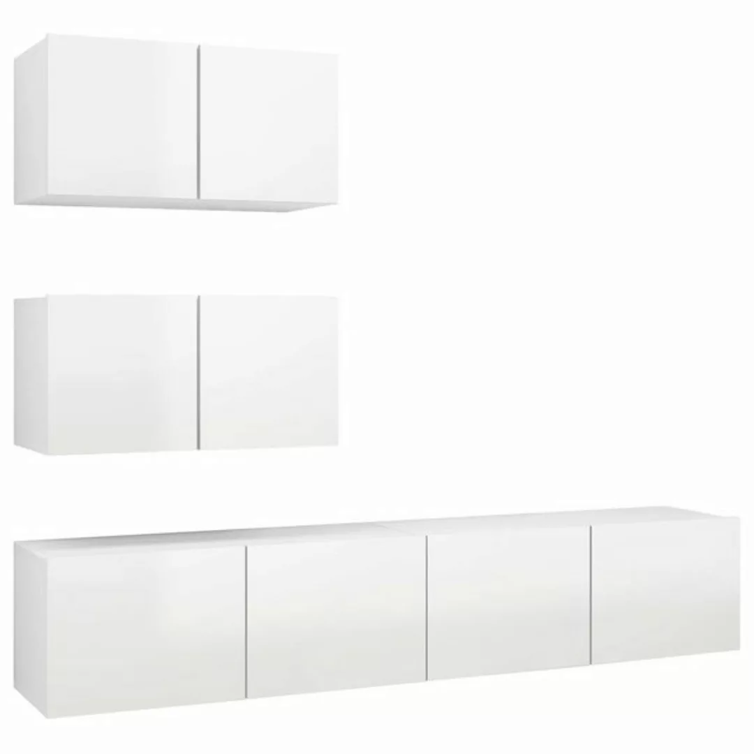 vidaXL TV-Schrank 4-tlg TV-Schrank-Set Hochglanz-Weiß Spanplatte günstig online kaufen