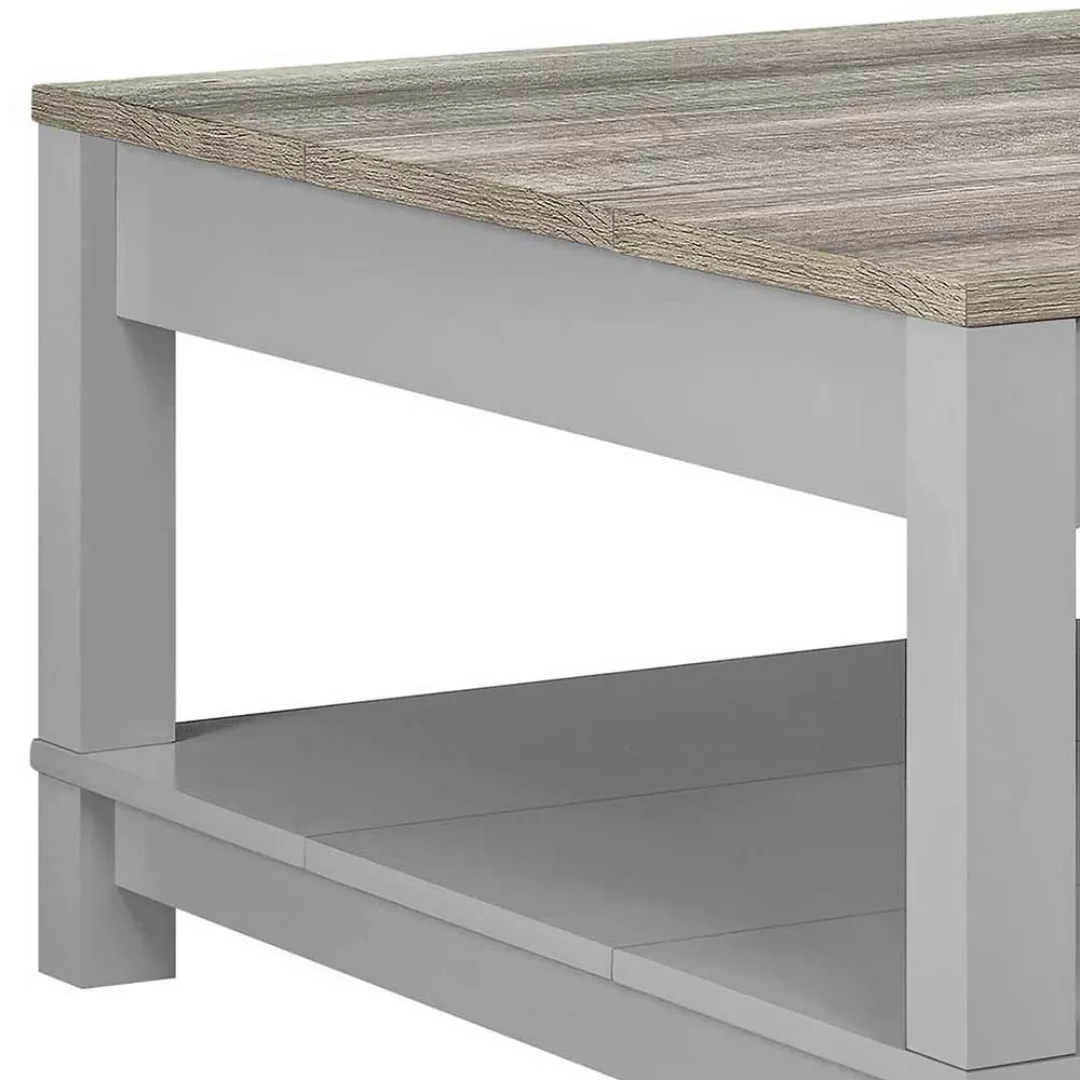 Quadratischer Wohnzimmer Tisch in Holz Optik verwittert Landhausstil günstig online kaufen