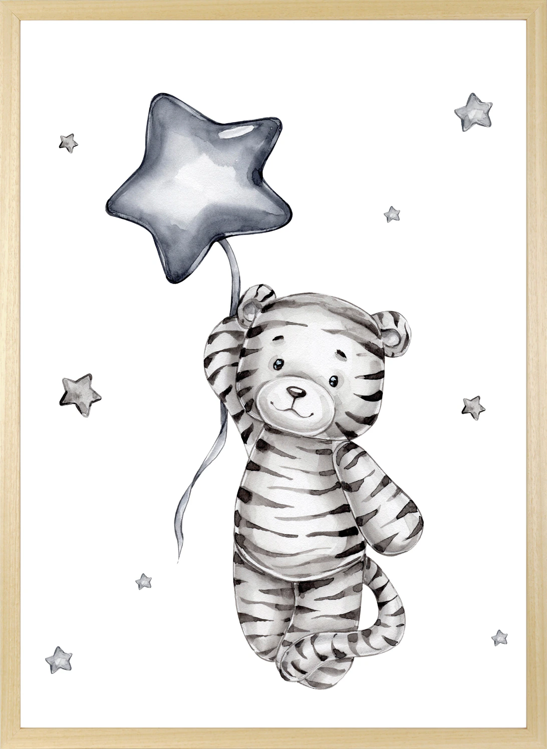 queence Bild mit Rahmen "Kleiner Tiger mit Ballon", Bilder vom Sternenhimme günstig online kaufen