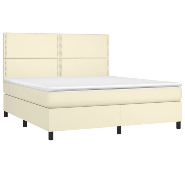 vidaXL Bett Boxspringbett mit Matratze & LED Creme 160x200 cm Kunstleder günstig online kaufen