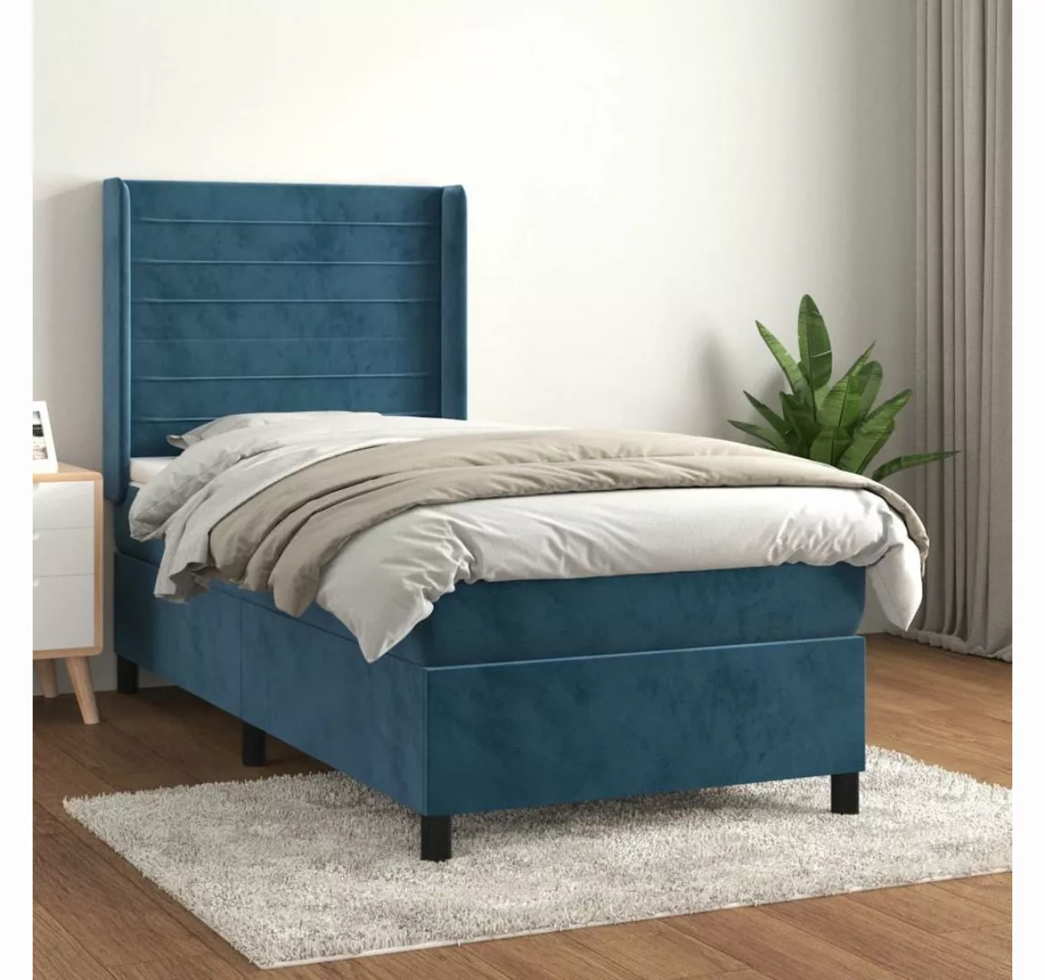 vidaXL Boxspringbett mit Matratze Dunkelblau 90x190 cm Samt1357197 günstig online kaufen