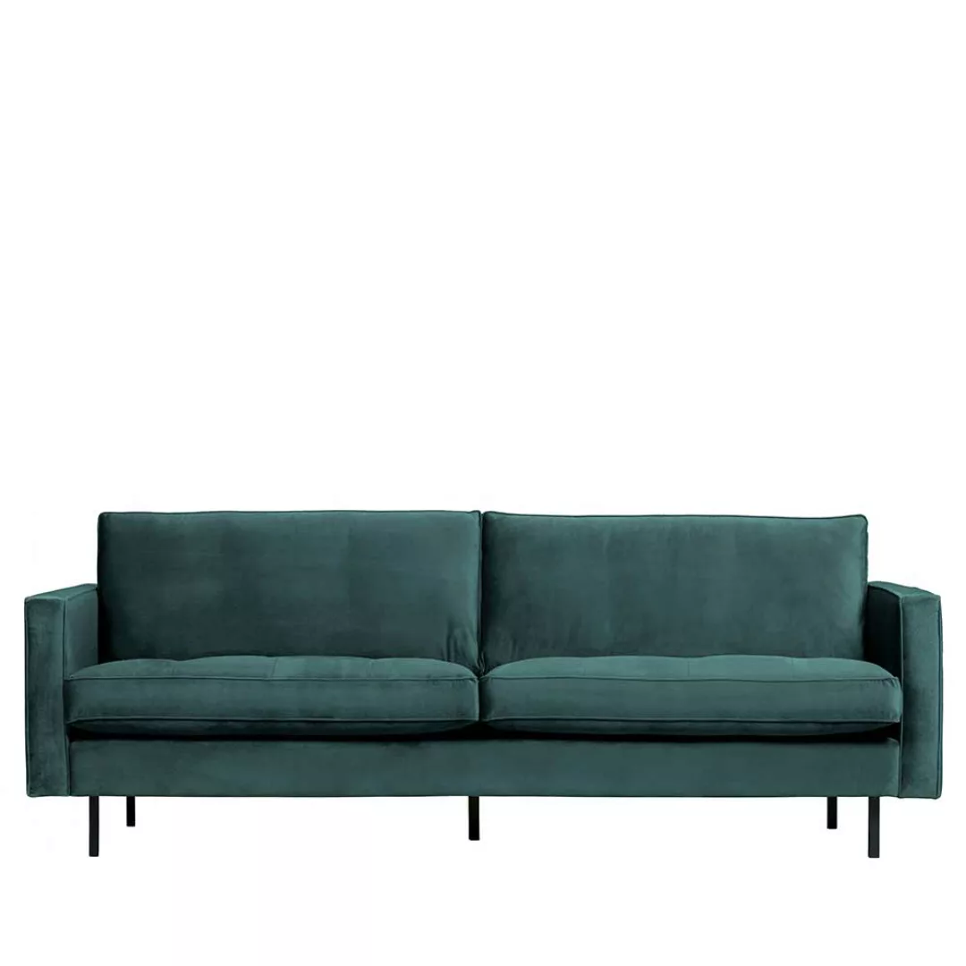 Wohnzimmer Sofa in Petrol Samt Retro Design günstig online kaufen
