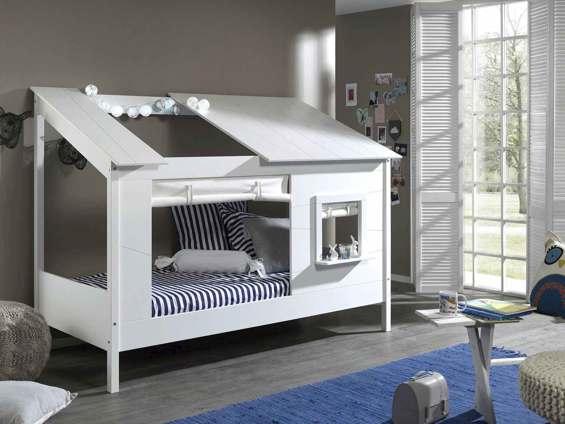 Natur24 Kinderbett Bett Baumhaus 214,2 x 158,5 x 105 cm MDF Massivholz Weiß günstig online kaufen