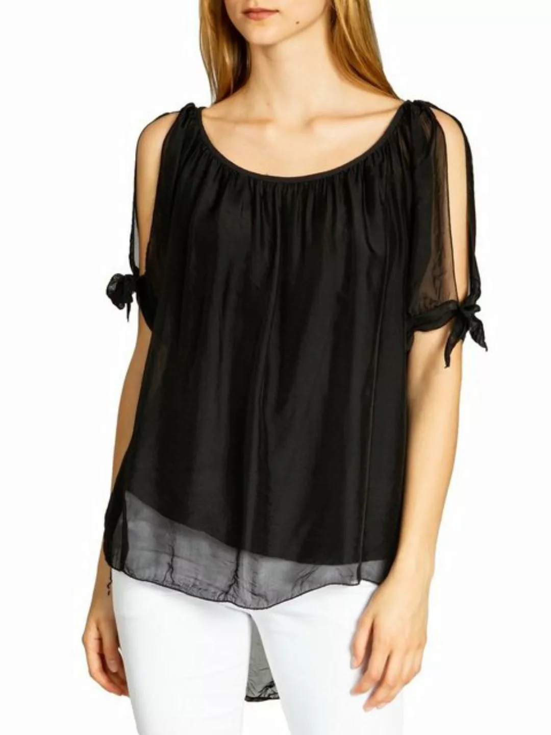 Caspar Shirtbluse BLU020 lange leichte elegante Damen Sommer Bluse mit Seid günstig online kaufen