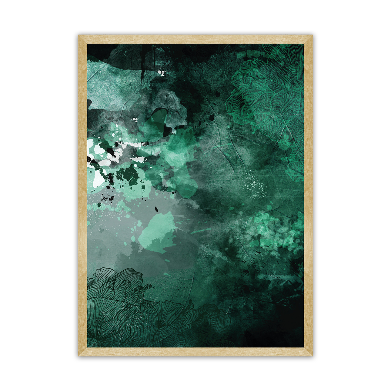 Poster Abstract Green, 70 x 100 cm, Rahmen wählen: gold günstig online kaufen