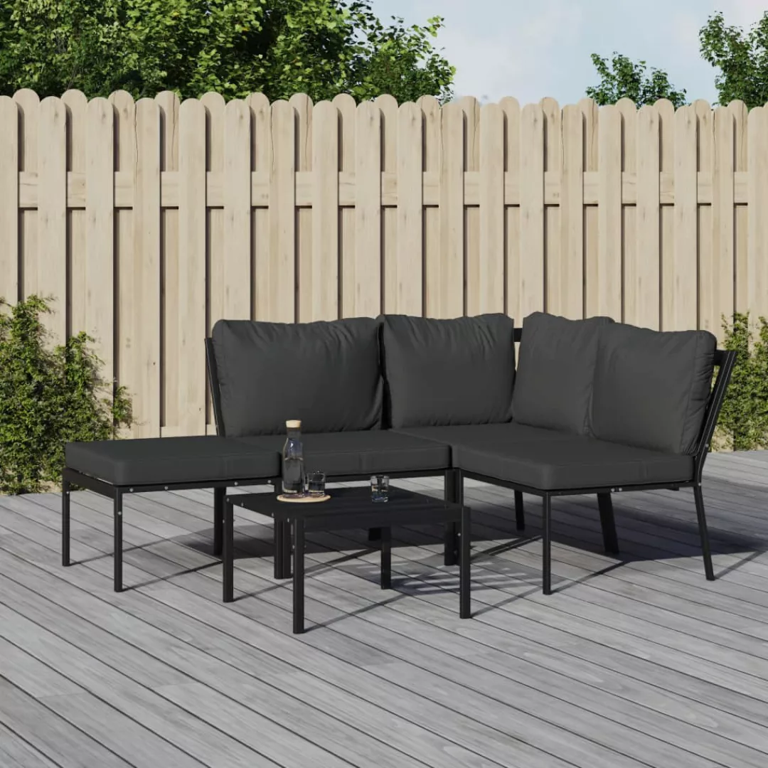 Vidaxl 5-tlg. Garten-lounge-set Mit Grauen Kissen Stahl günstig online kaufen