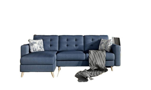 JVmoebel Ecksofa Design Blaues Ecksofa Schlafsofa mit Bettfunktion Polsterm günstig online kaufen