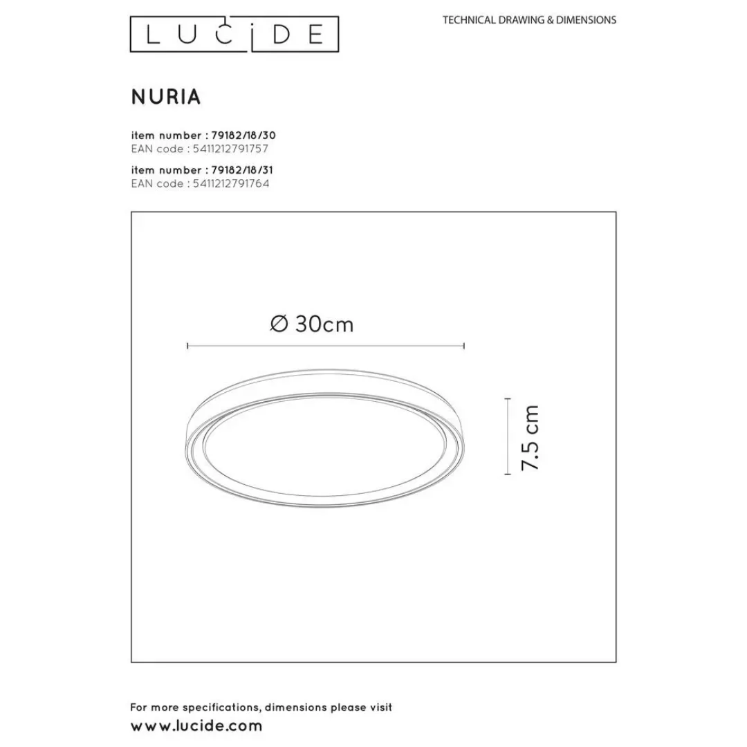 LED Deckenleuchte Nuria in Weiß 18W 1440lm günstig online kaufen