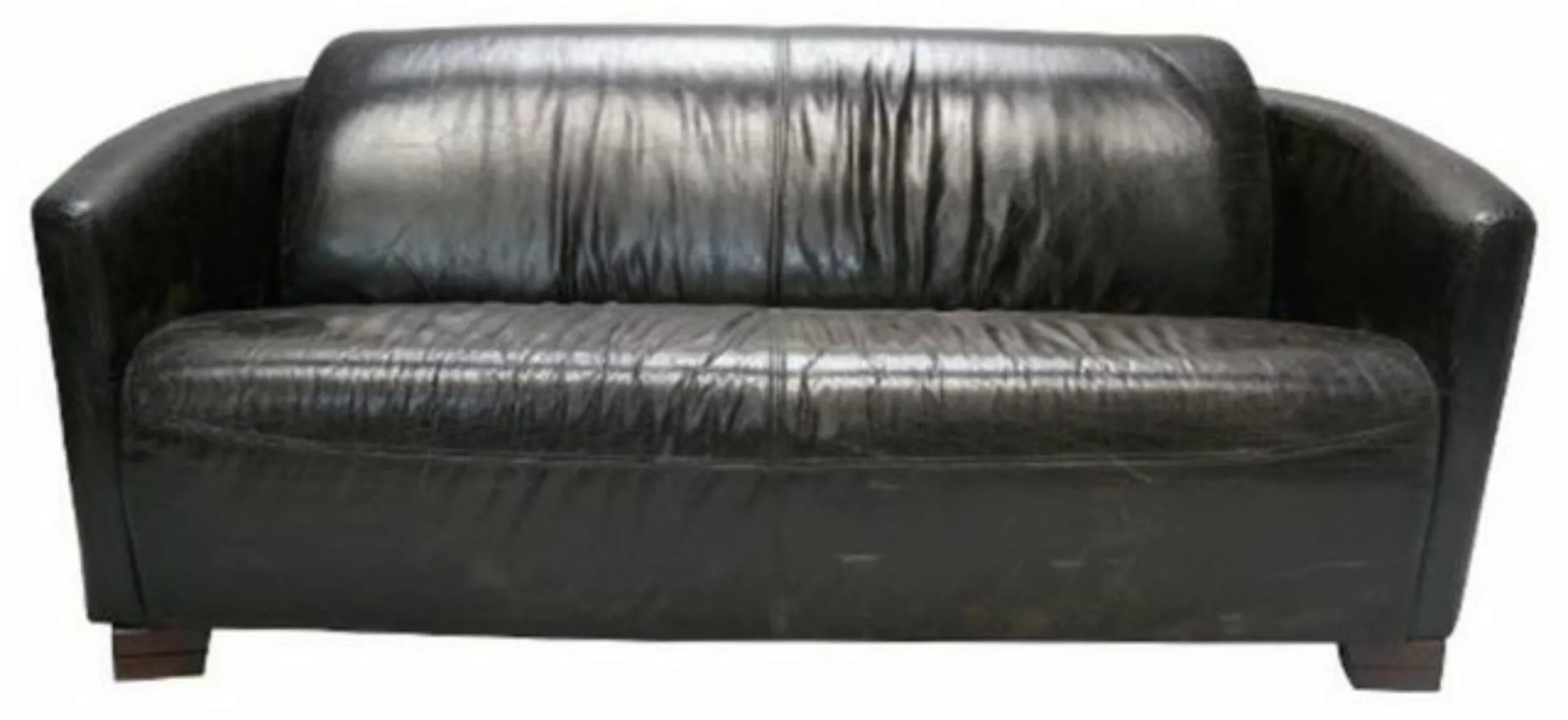 Casa Padrino 3-Sitzer Echtleder 3er Sofa Vintage Schwarz 165 x 85 x H. 69 c günstig online kaufen