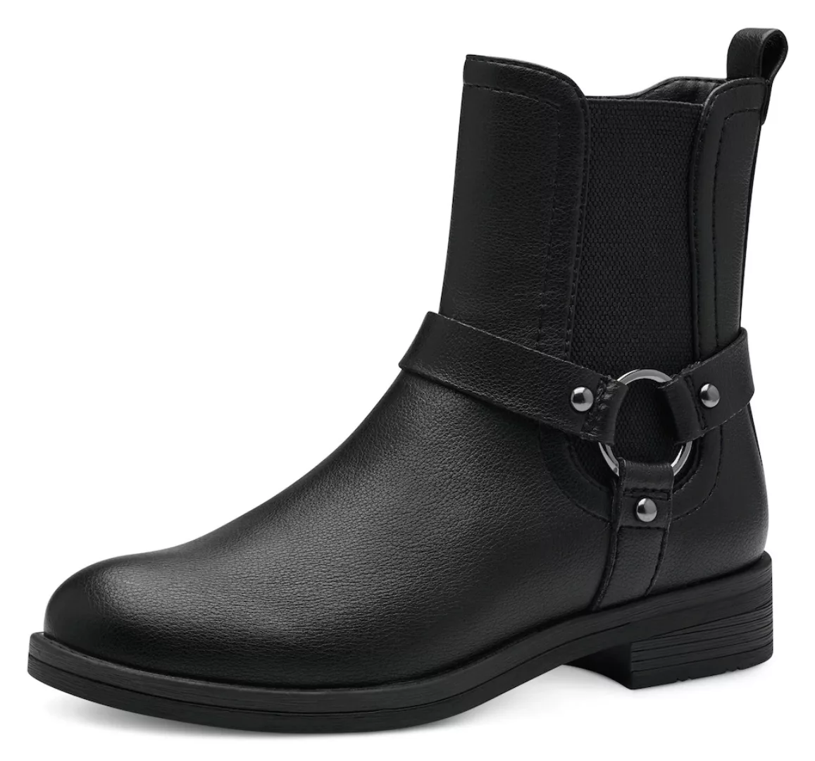 Tamaris Chelseaboots, mit Zierriemen und Metallring, Anziehlasche günstig online kaufen