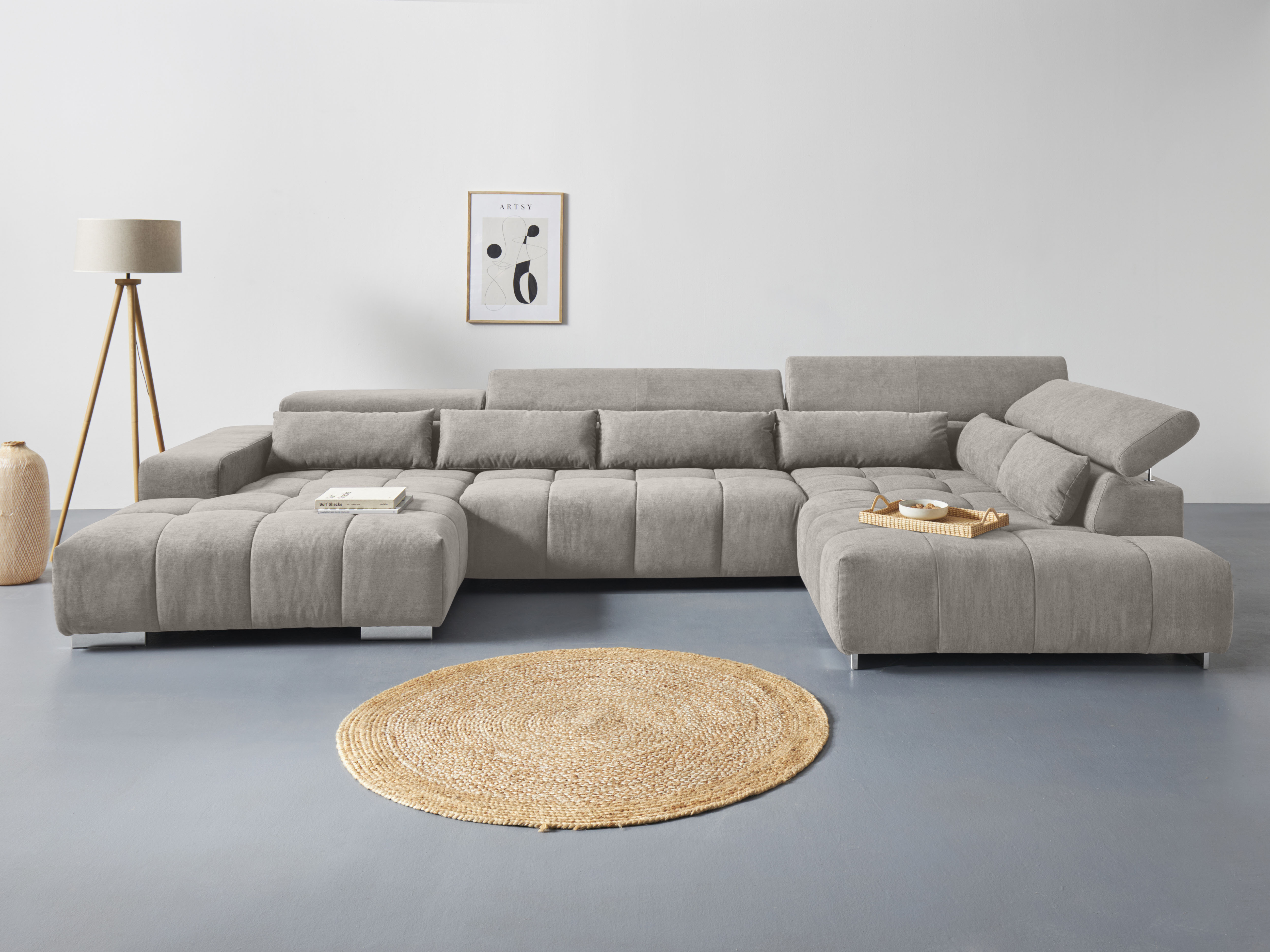 COTTA Wohnlandschaft "Orion U-Form", mit Kopfteilverstellung & 6 Nierenkiss günstig online kaufen