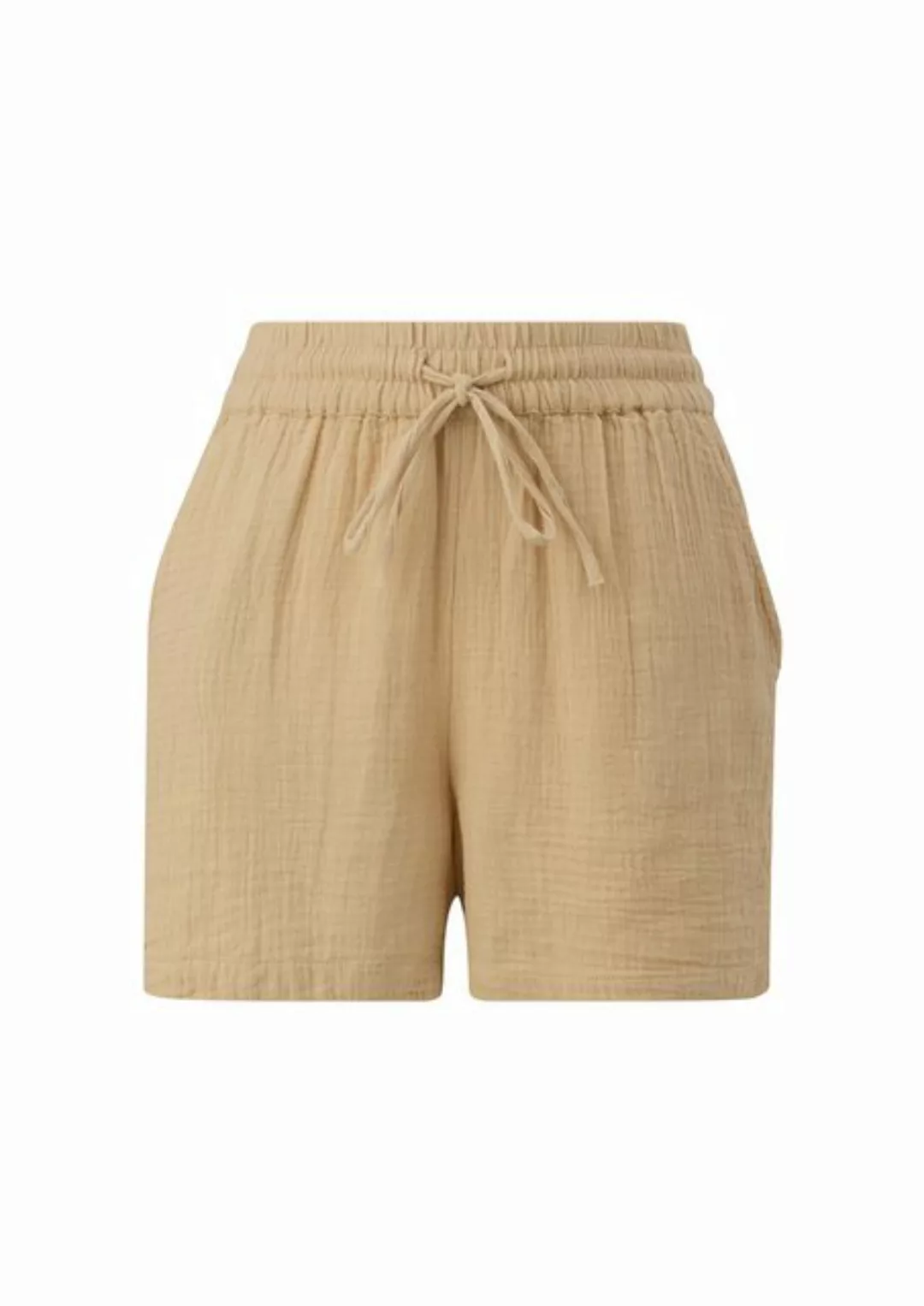 QS Shorts QS by s.Oliver Shorts aus Musselin in Beige (1-tlg) Tunnelzugbänd günstig online kaufen