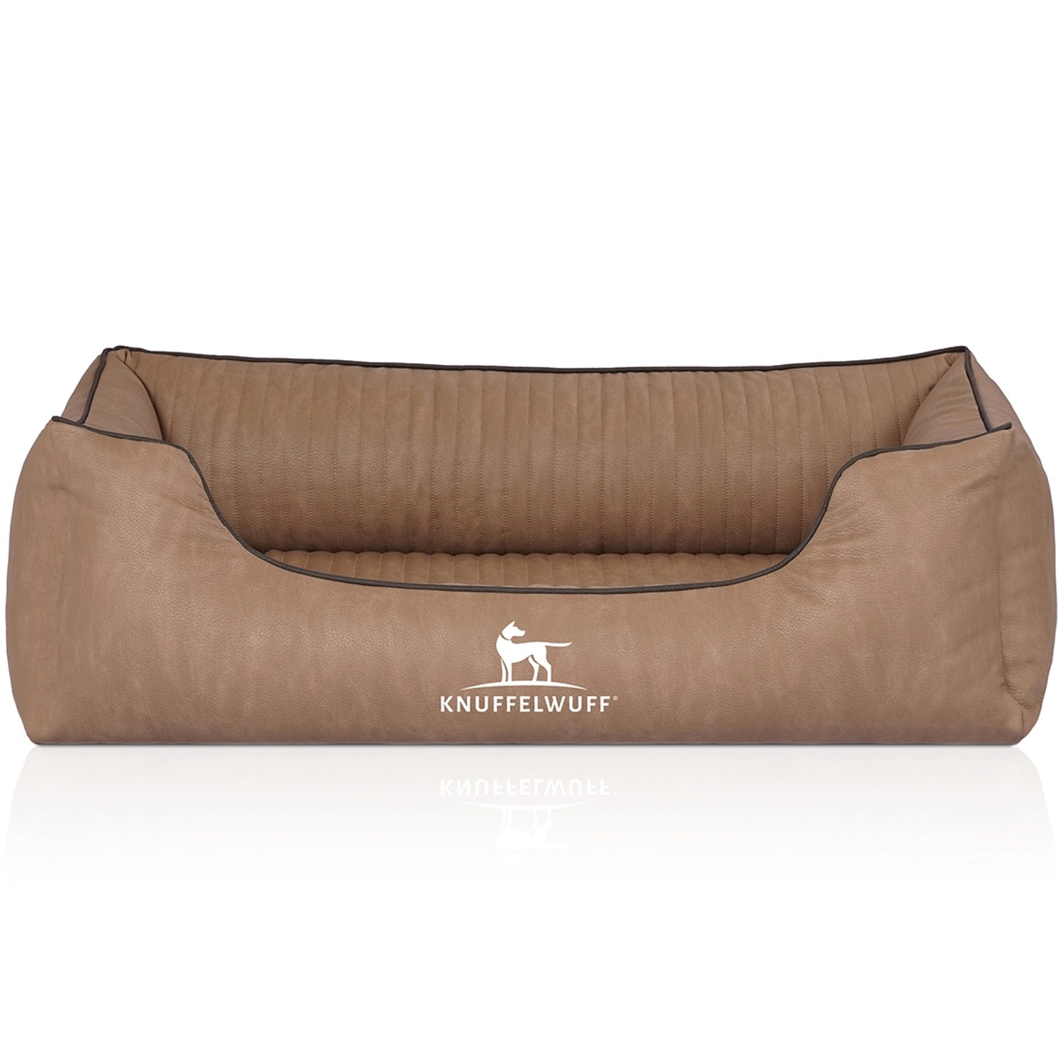 Knuffelwuff Hundebett Tampa Orthopädisch Kunstleder M-L 85 x 63cm Camel günstig online kaufen