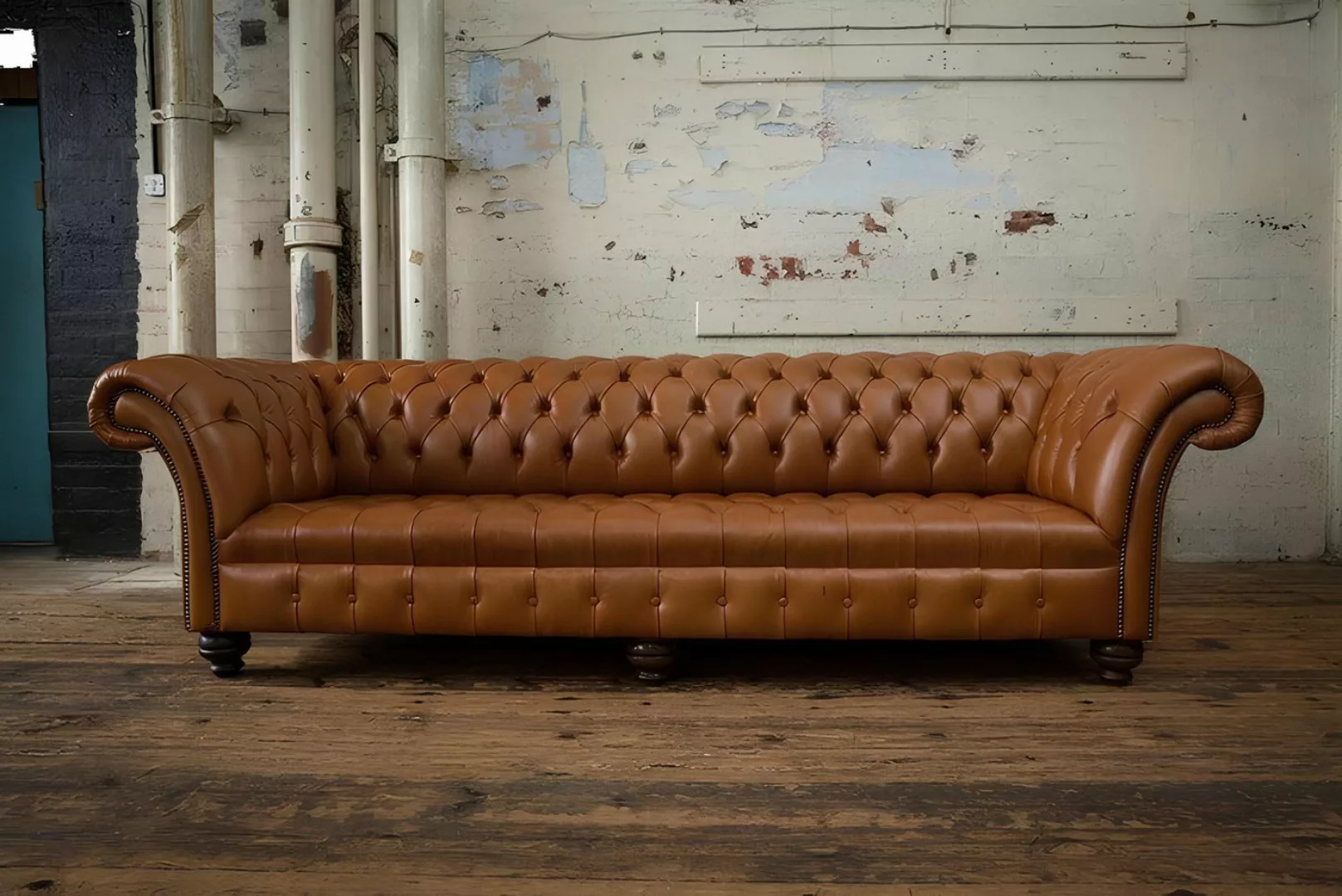 Xlmoebel Sofa Neue 4-Sitzer Polstergarnitur Sofa in Braun von Chesterfield, günstig online kaufen