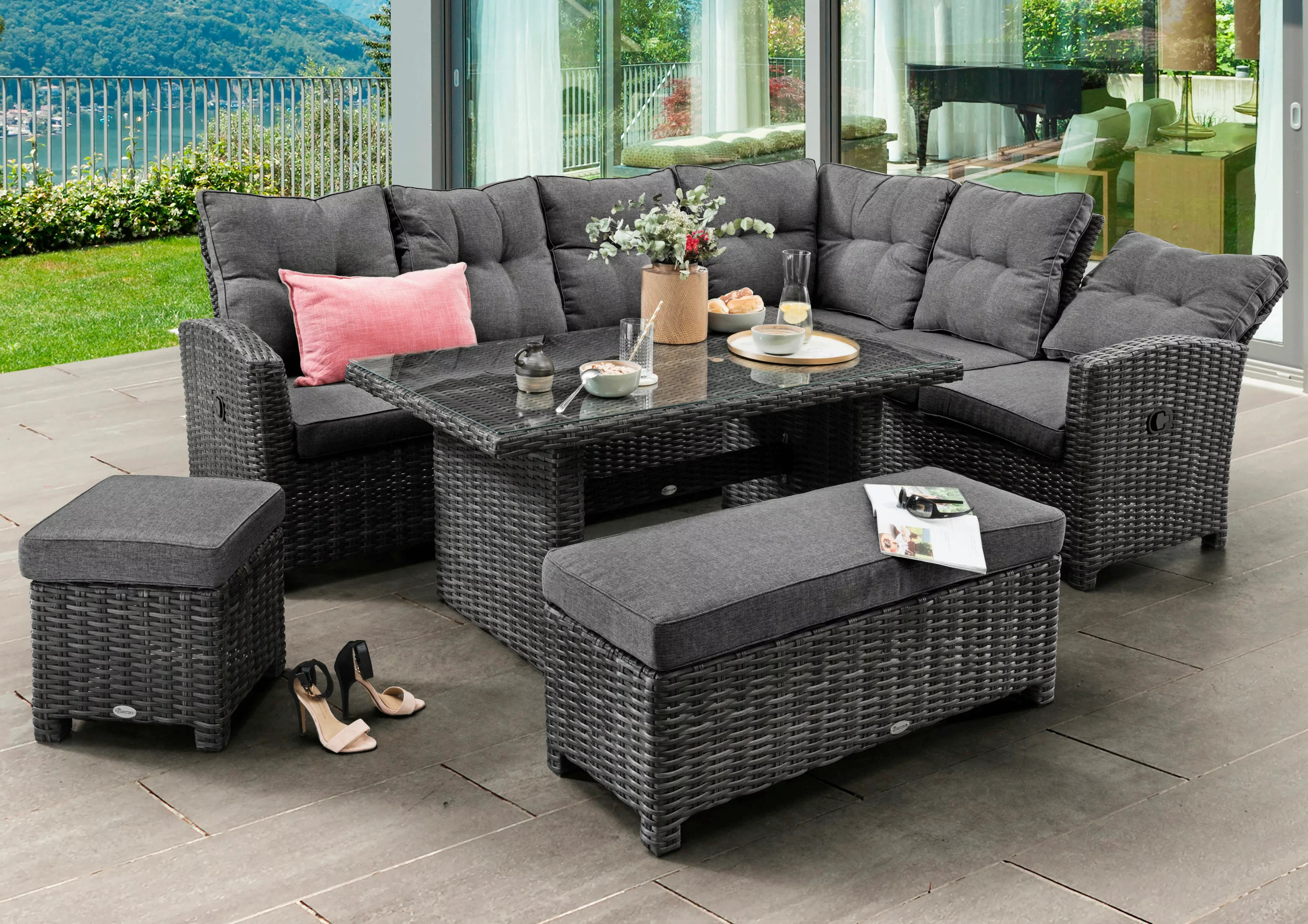 Destiny Gartenlounge-Set "SANTA PONSA DE LUXE", (20 tlg., 2x Schenkel, 1x F günstig online kaufen