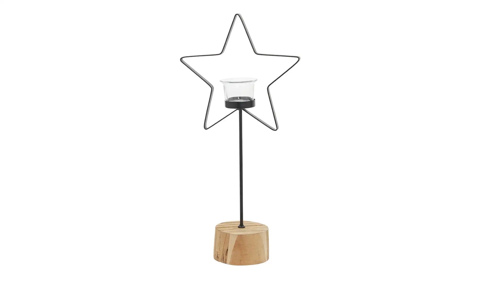 HOME STORY Teelichthalter Stern   ¦ holzfarben ¦ Metall,Holz,Glas ¦ Maße (c günstig online kaufen