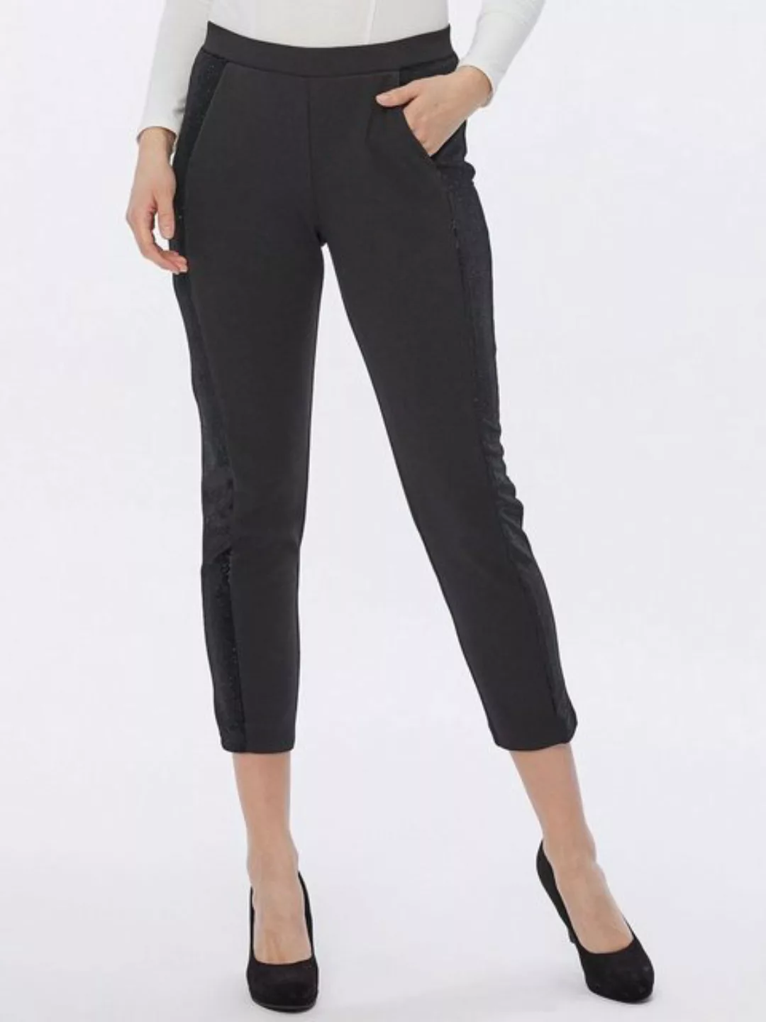 MONACO blue Stretch-Hose Leggings figurumspielend mit Glitzersamt günstig online kaufen