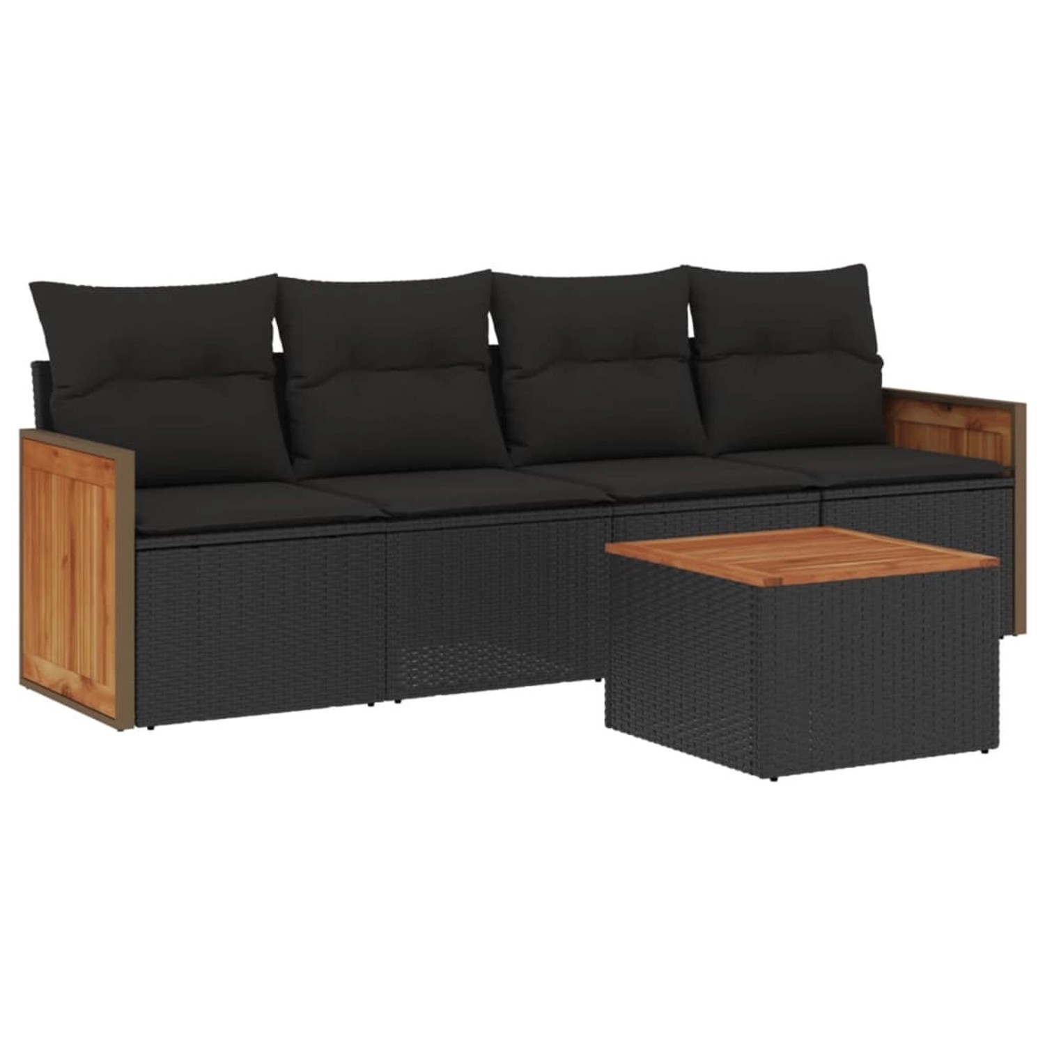 vidaXL 5-tlg Garten-Sofagarnitur mit Kissen Schwarz Poly Rattan Modell 75 günstig online kaufen