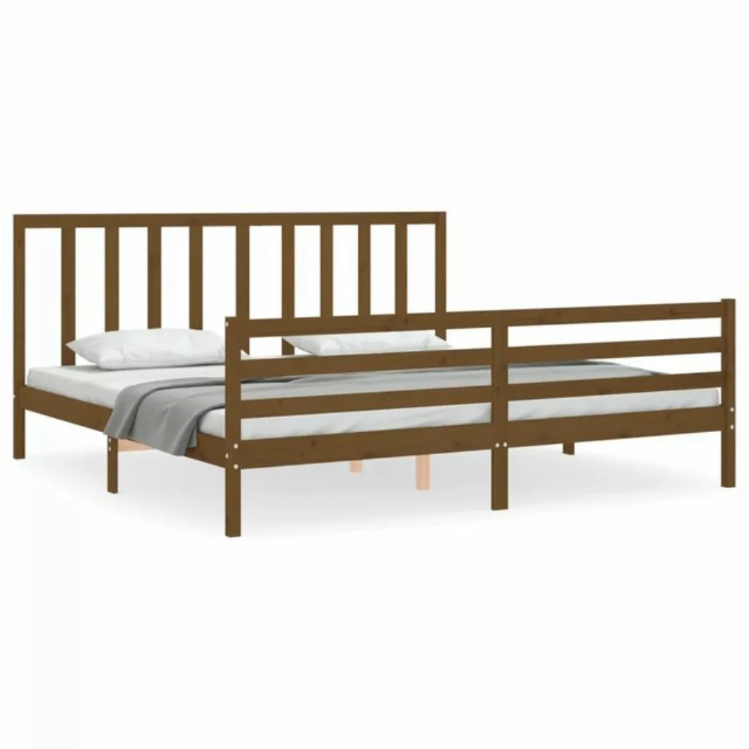 vidaXL Bett Massivholzbett mit Kopfteil Honigbraun 200x200 cm günstig online kaufen