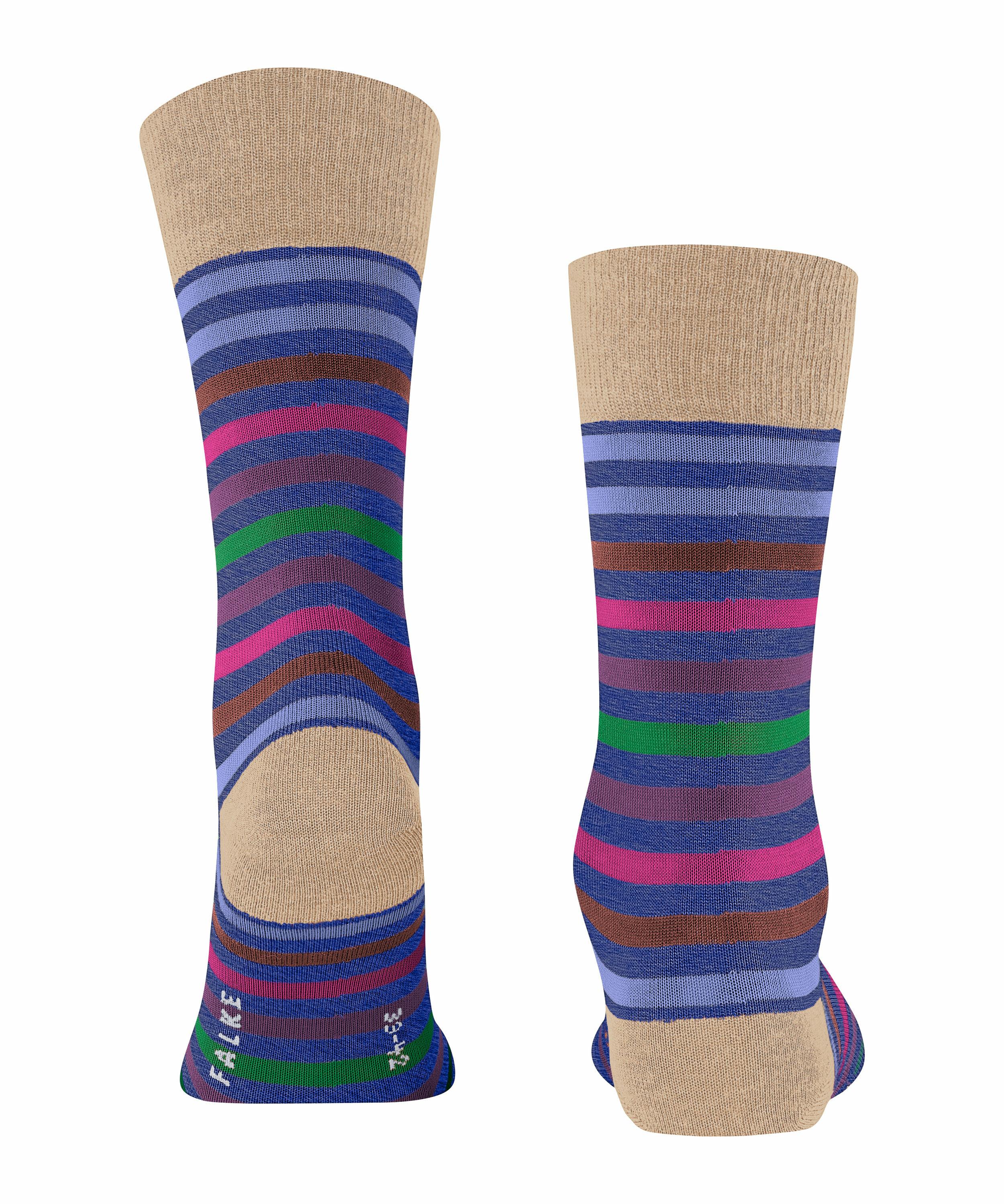 FALKE Tinted Stripe Herren Socken, 39-42, Blau, Streifen, Schurwolle, 13279 günstig online kaufen