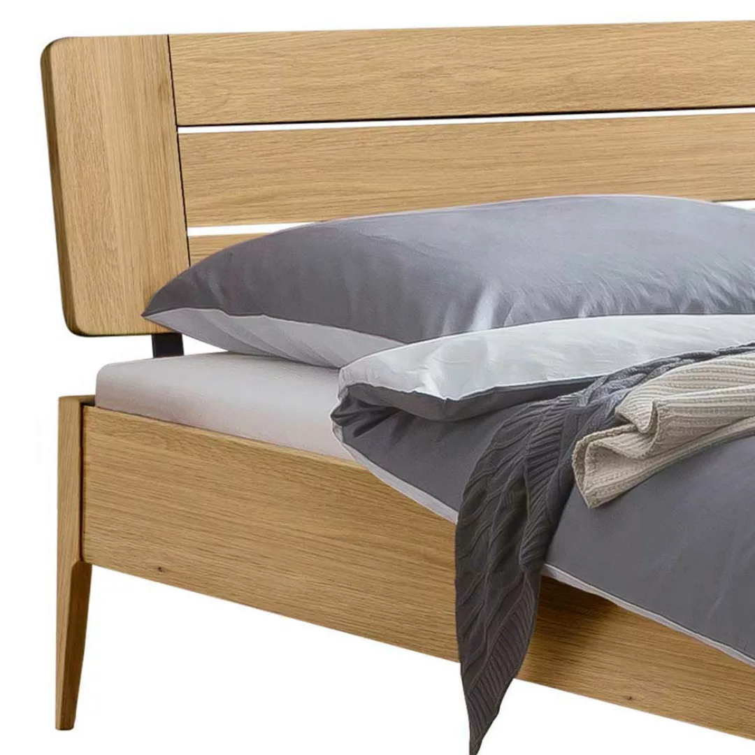 140x200 cm Bett Eiche hell aus Massivholz 38 cm Einstiegshöhe günstig online kaufen