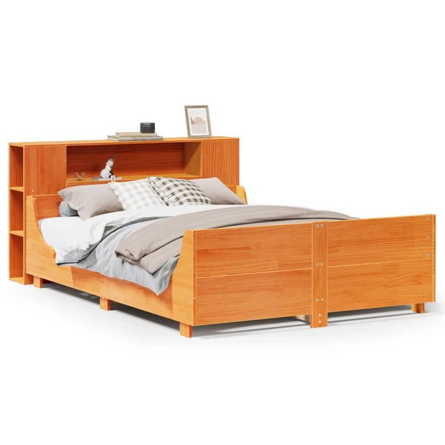 vidaXL Bett, Massivholzbett ohne Matratze Wachsbraun 135x190 cm Kiefernholz günstig online kaufen