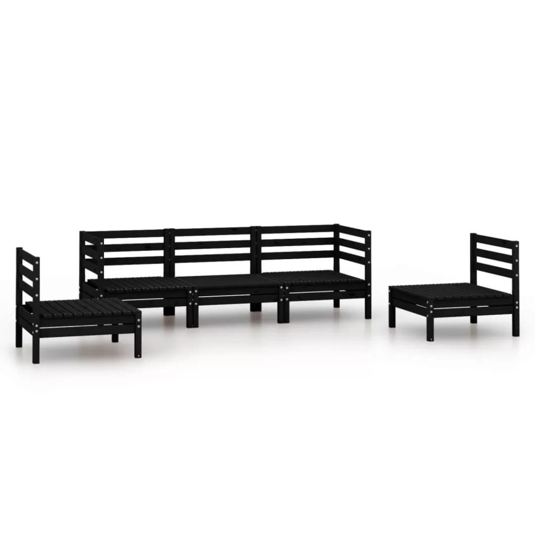 5-tlg. Garten-lounge-set Schwarz Massivholz Kiefer günstig online kaufen