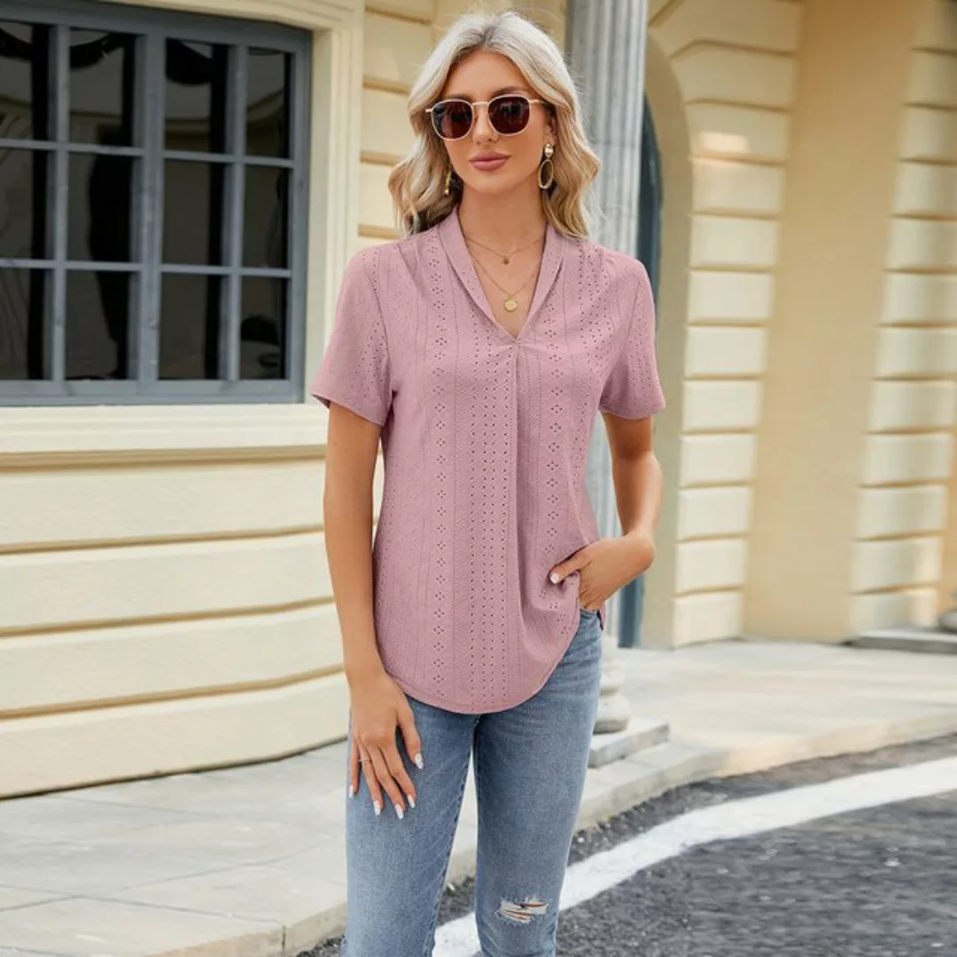 BlauWave Kurzarmshirt Kurzarmhemden für Damen V-Ausschnitt lässige Oberteil günstig online kaufen