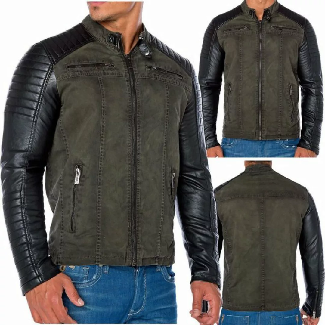 RedBridge Lederimitatjacke Premium Qualität Bikerjacke Steppdesign günstig online kaufen