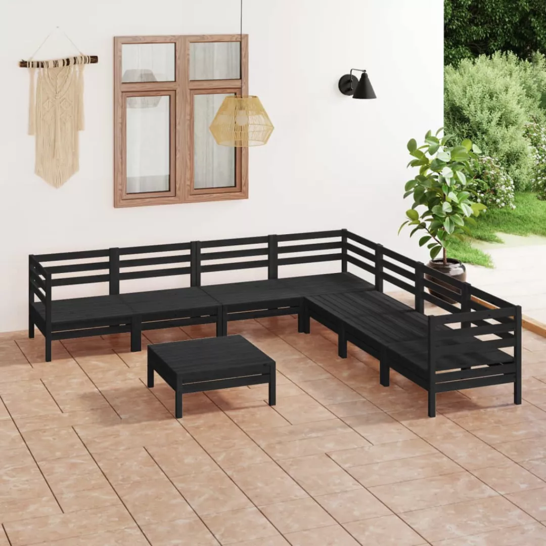 8-tlg. Garten-lounge-set Massivholz Kiefer Schwarz günstig online kaufen