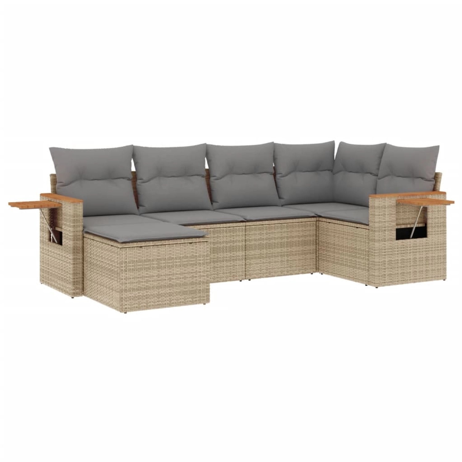 vidaXL 6-Tlg Garten-Sofagarnitur mit Kissen Beige Poly Rattan 3259420 günstig online kaufen