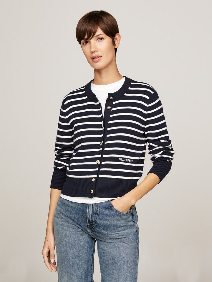 Tommy Hilfiger Strickjacke mit Logoprägung günstig online kaufen