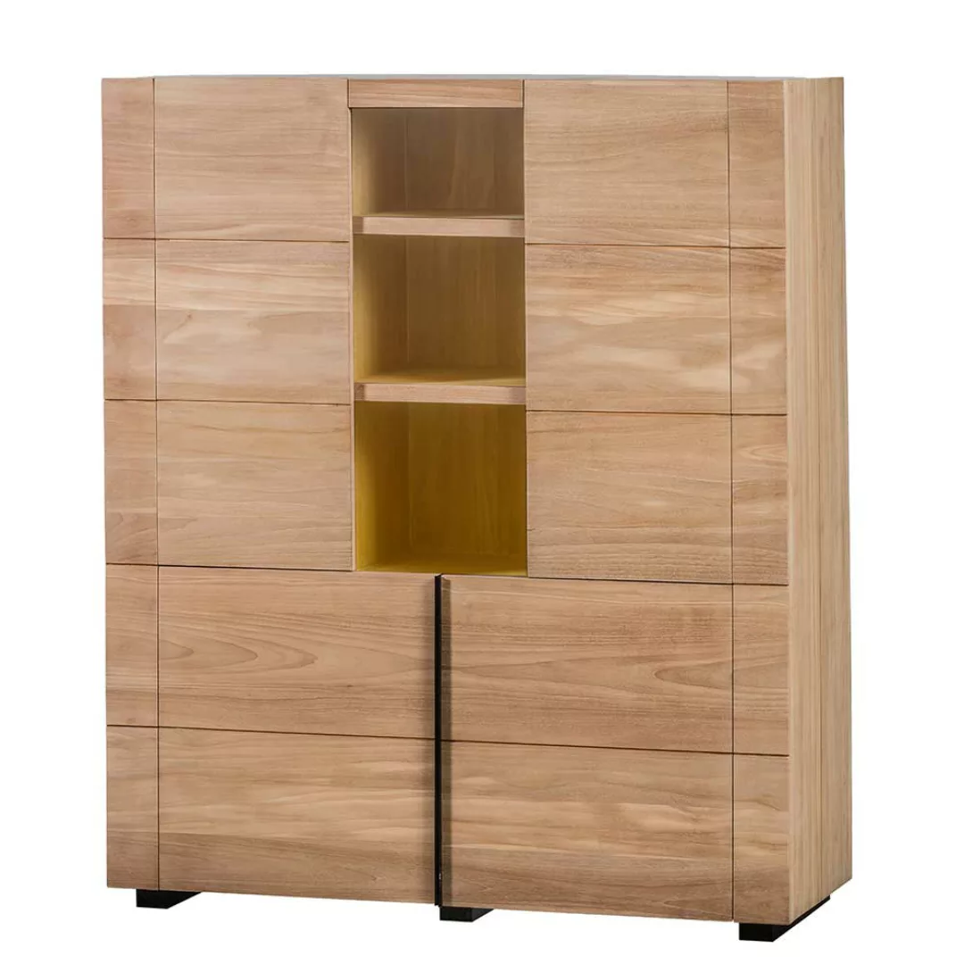 Wohnzimmer Schrank in Teakfarben 150 cm hoch günstig online kaufen